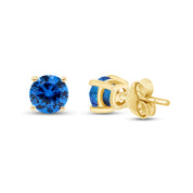 Birthstone Stud Earrings for Women, 4mm Round Simulated Gemstone Studs, Jewelry for Her (0.5 Ct)