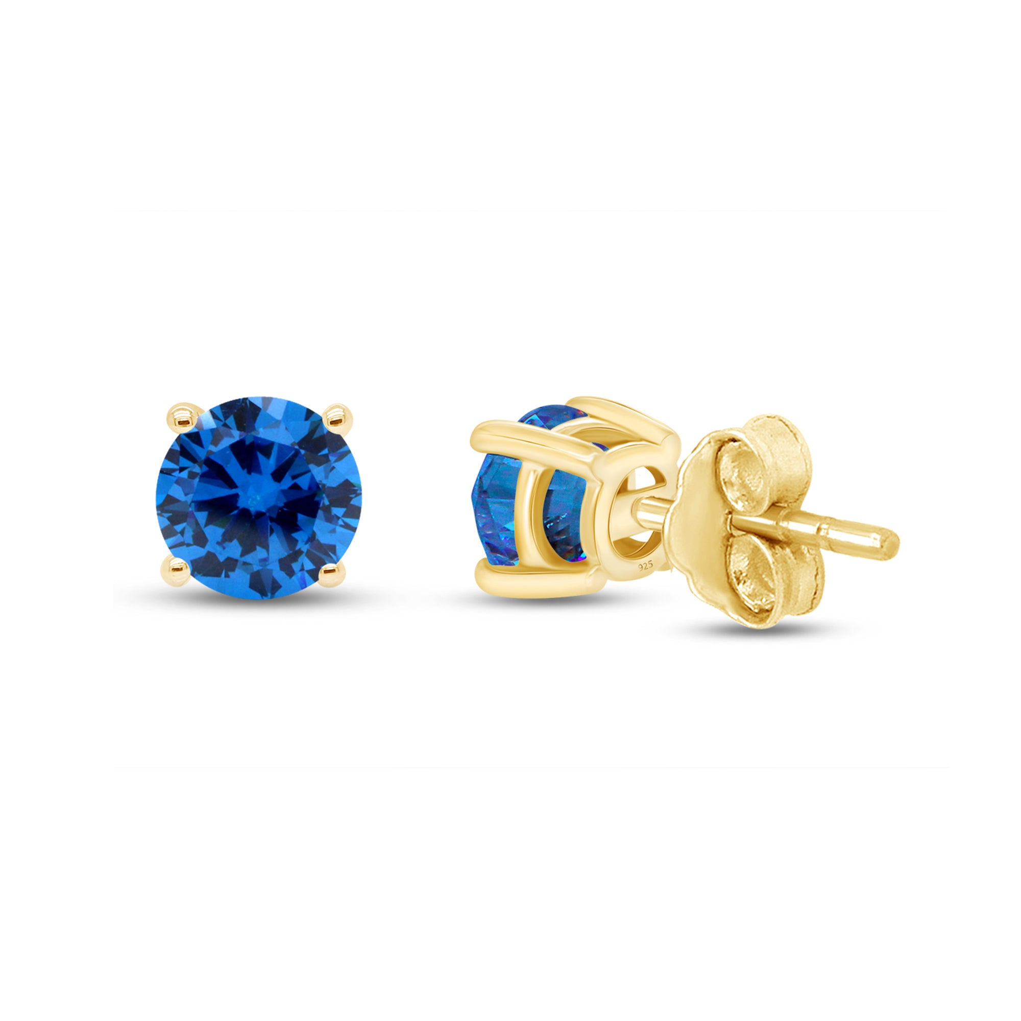 Birthstone Stud Earrings for Women, 4mm Round Simulated Gemstone Studs, Jewelry for Her (0.5 Ct)