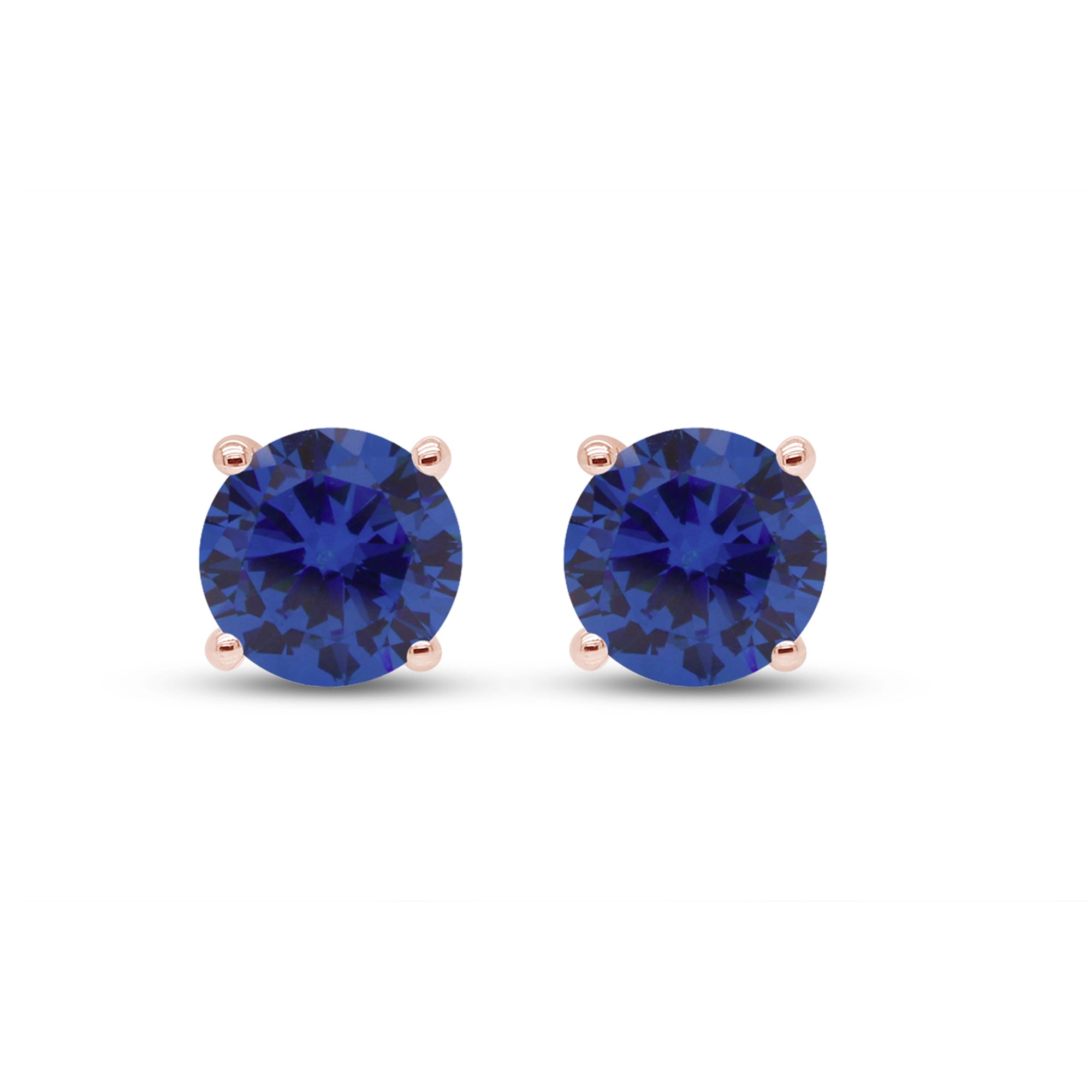 Birthstone Stud Earrings for Women, 4mm Round Simulated Gemstone Studs, Jewelry for Her (0.5 Ct)