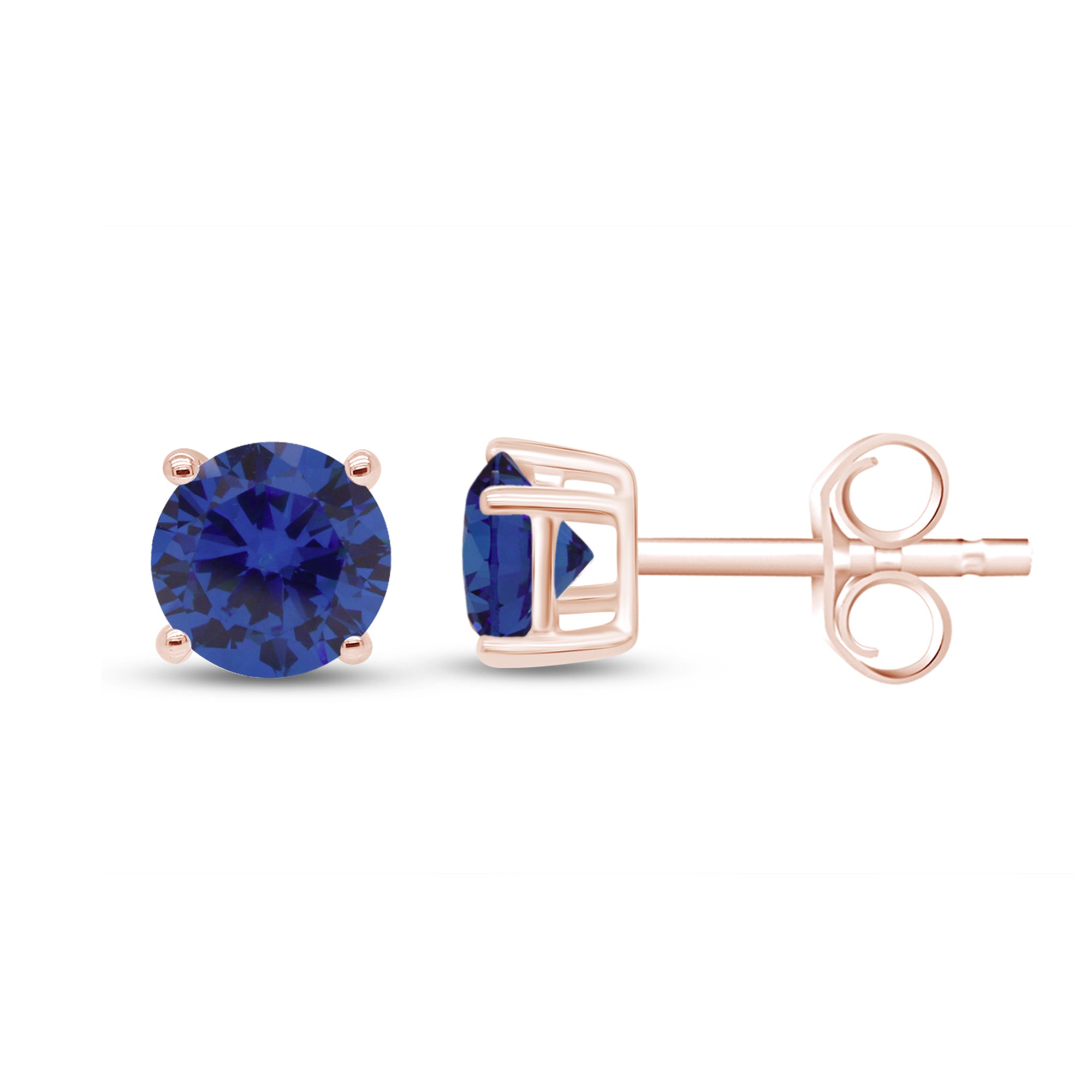 Birthstone Stud Earrings for Women, 4mm Round Simulated Gemstone Studs, Jewelry for Her (0.5 Ct)