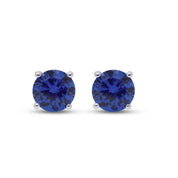 Birthstone Stud Earrings for Women, 4mm Round Simulated Gemstone Studs, Jewelry for Her (0.5 Ct)