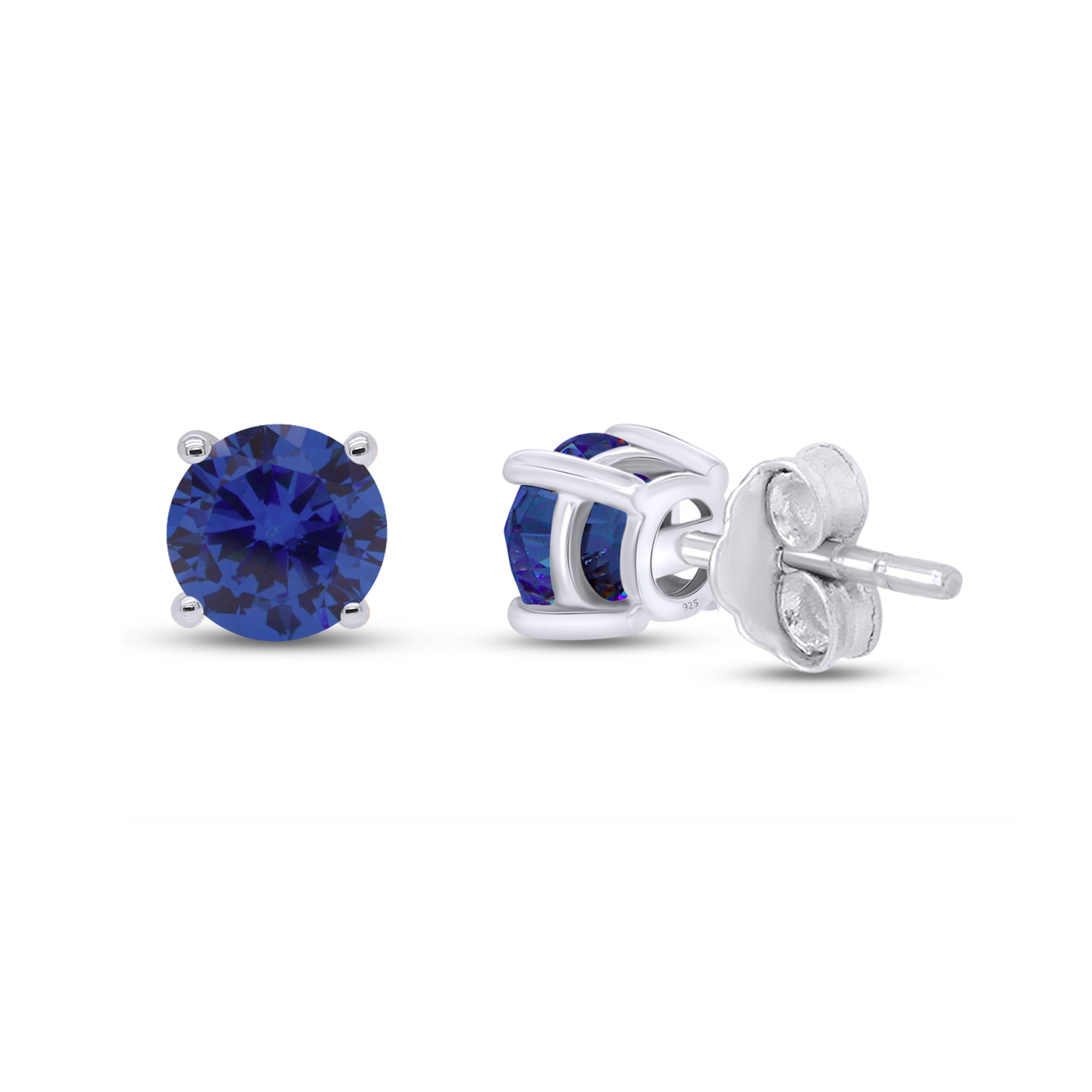 Birthstone Stud Earrings for Women, 4mm Round Simulated Gemstone Studs, Jewelry for Her (0.5 Ct)