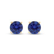 Birthstone Stud Earrings for Women, 4mm Round Simulated Gemstone Studs, Jewelry for Her (0.5 Ct)