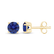 Birthstone Stud Earrings for Women, 4mm Round Simulated Gemstone Studs, Jewelry for Her (0.5 Ct)