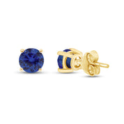 Birthstone Stud Earrings for Women, 4mm Round Simulated Gemstone Studs, Jewelry for Her (0.5 Ct)