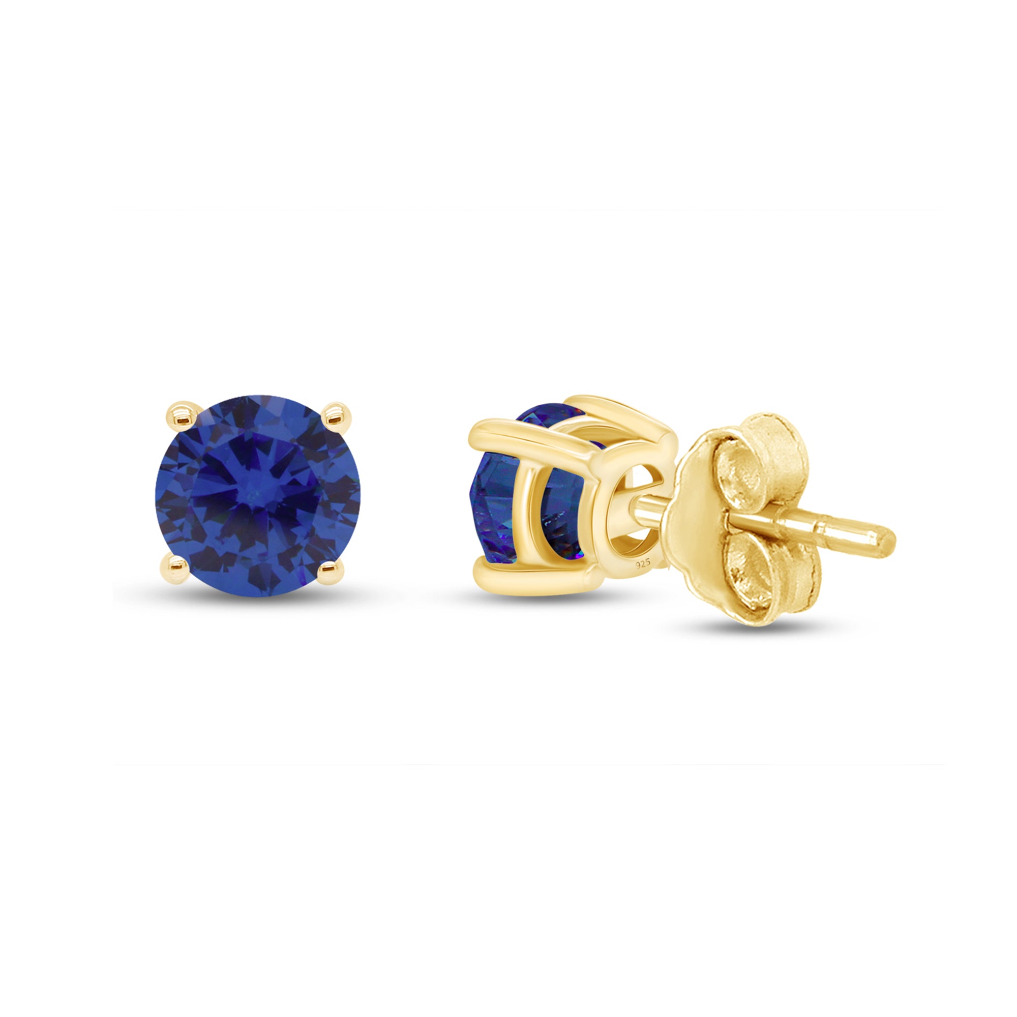 Birthstone Stud Earrings for Women, 4mm Round Simulated Gemstone Studs, Jewelry for Her (0.5 Ct)