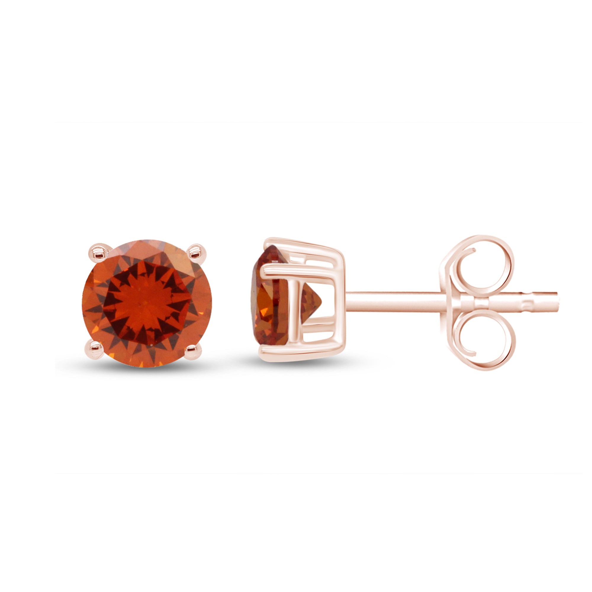 Birthstone Stud Earrings for Women, 4mm Round Simulated Gemstone Studs, Jewelry for Her (0.5 Ct)