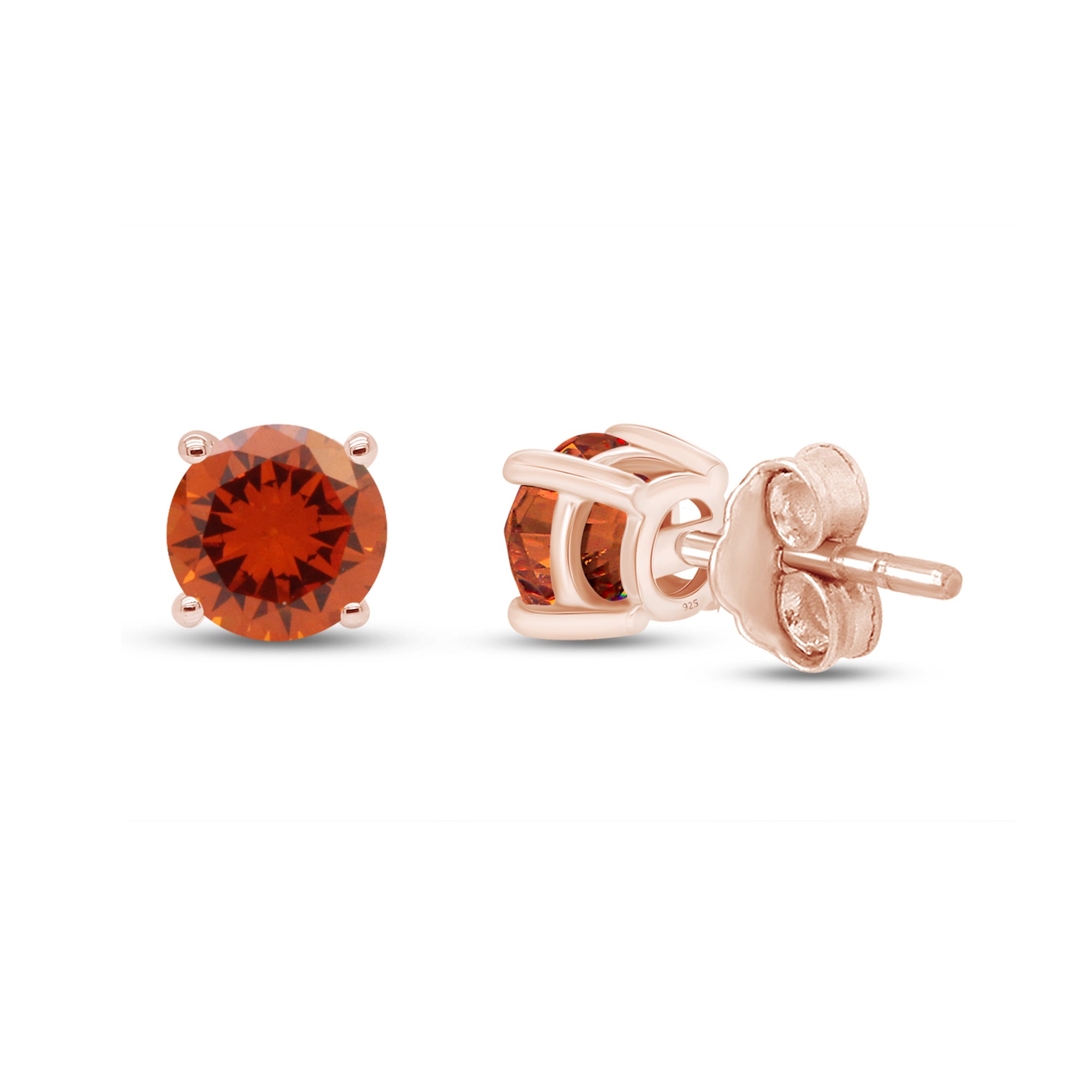 Birthstone Stud Earrings for Women, 4mm Round Simulated Gemstone Studs, Jewelry for Her (0.5 Ct)