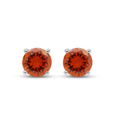 Birthstone Stud Earrings for Women, 4mm Round Simulated Gemstone Studs, Jewelry for Her (0.5 Ct)