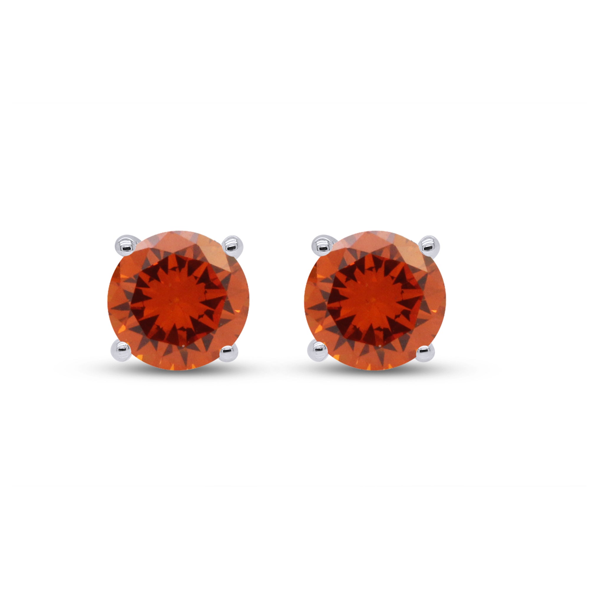 Birthstone Stud Earrings for Women, 4mm Round Simulated Gemstone Studs, Jewelry for Her (0.5 Ct)