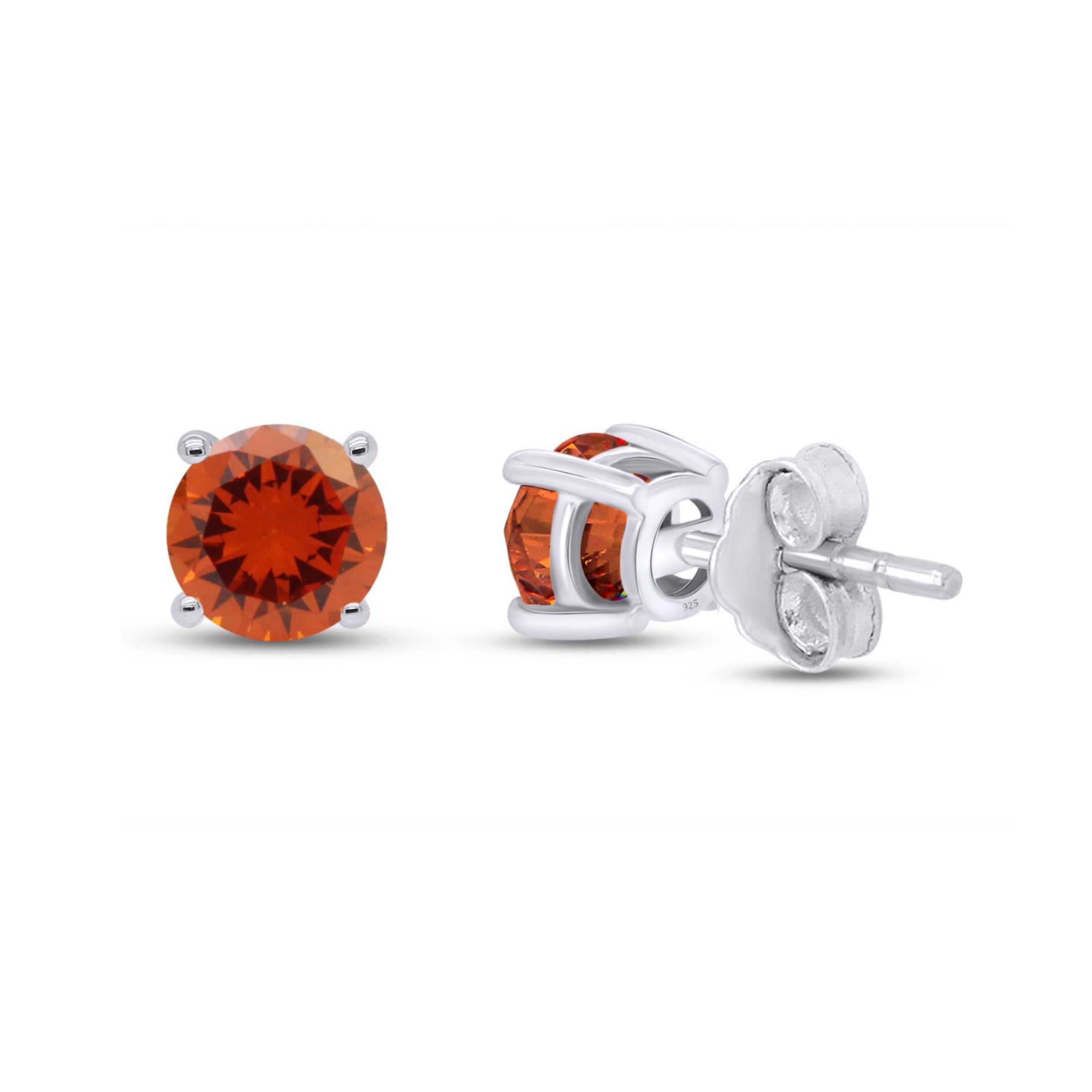 Birthstone Stud Earrings for Women, 4mm Round Simulated Gemstone Studs, Jewelry for Her (0.5 Ct)