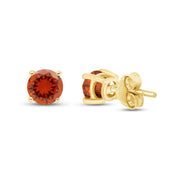 Birthstone Stud Earrings for Women, 4mm Round Simulated Gemstone Studs, Jewelry for Her (0.5 Ct)