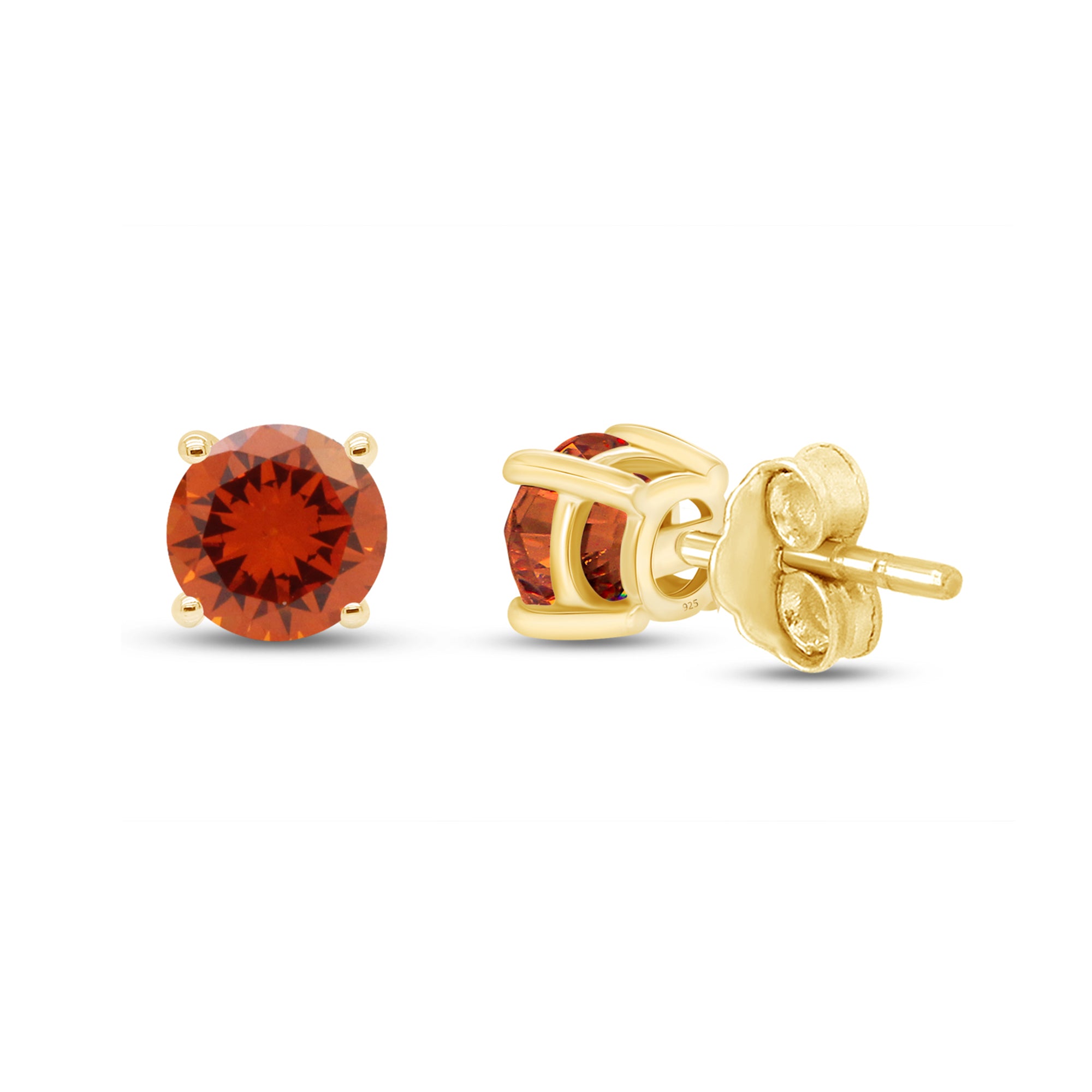 Birthstone Stud Earrings for Women, 4mm Round Simulated Gemstone Studs, Jewelry for Her (0.5 Ct)