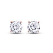 Birthstone Stud Earrings for Women, 4mm Round Simulated Gemstone Studs, Jewelry for Her (0.5 Ct)