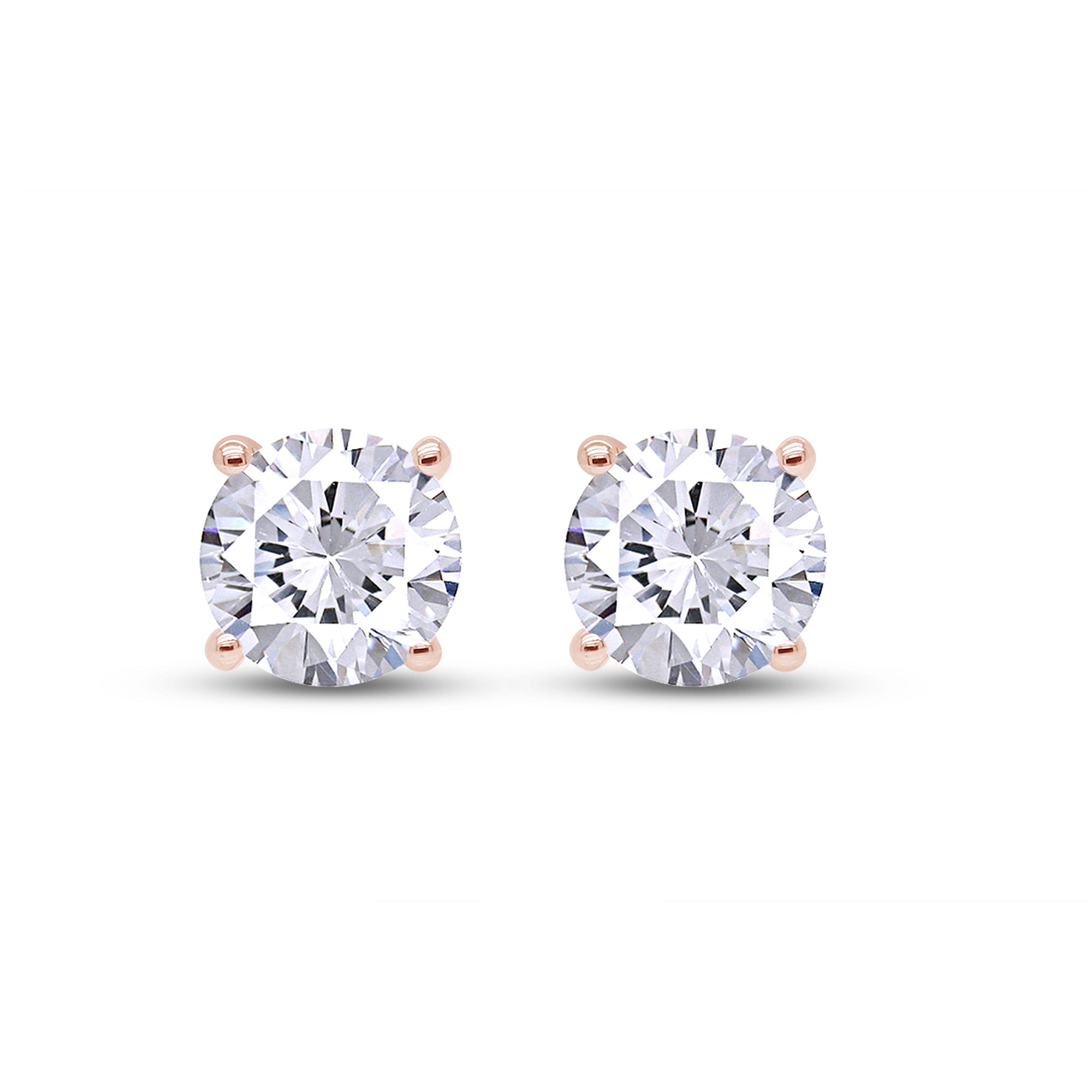 Birthstone Stud Earrings for Women, 4mm Round Simulated Gemstone Studs, Jewelry for Her (0.5 Ct)