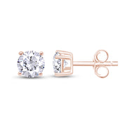 Birthstone Stud Earrings for Women, 4mm Round Simulated Gemstone Studs, Jewelry for Her (0.5 Ct)