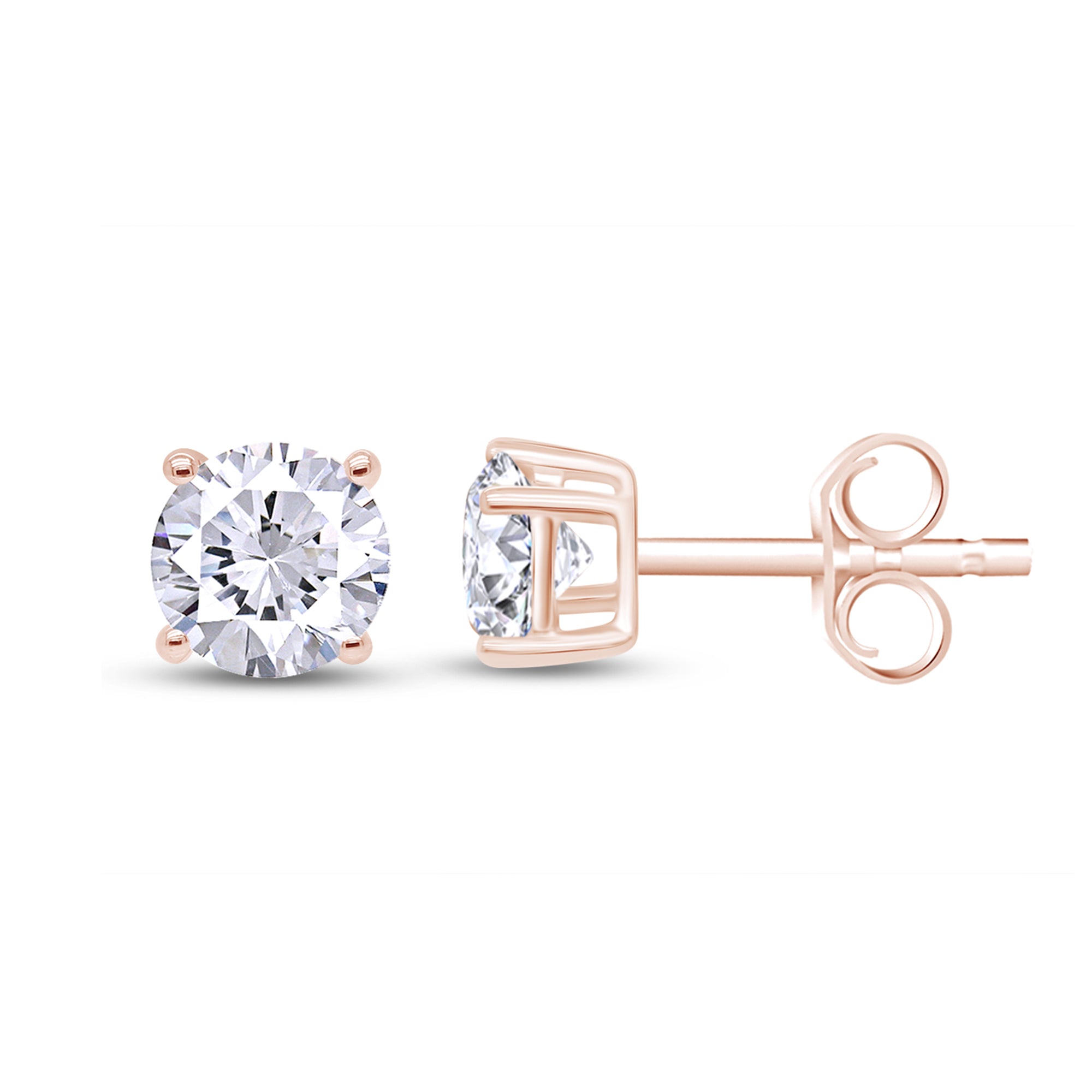 Birthstone Stud Earrings for Women, 4mm Round Simulated Gemstone Studs, Jewelry for Her (0.5 Ct)