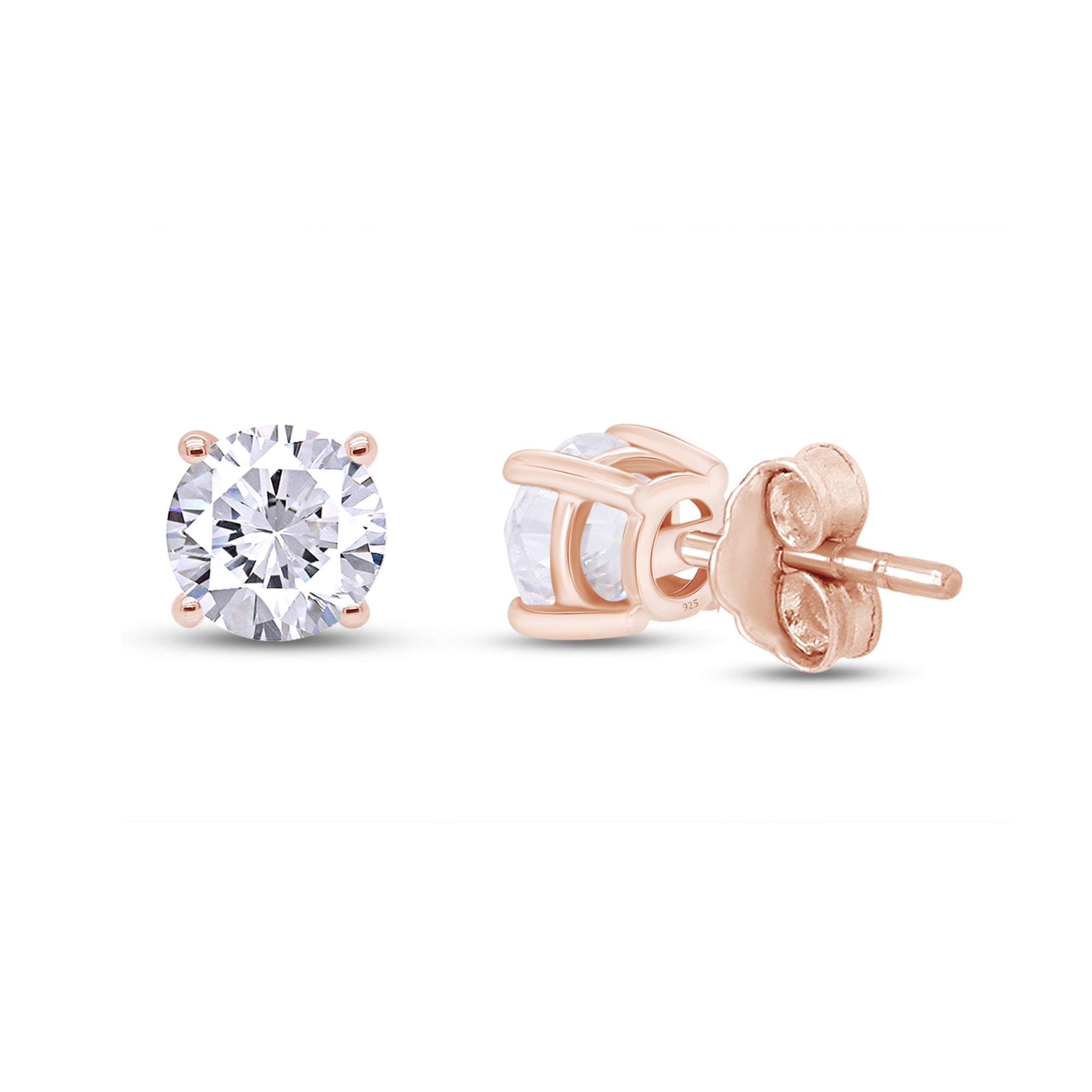 Birthstone Stud Earrings for Women, 4mm Round Simulated Gemstone Studs, Jewelry for Her (0.5 Ct)