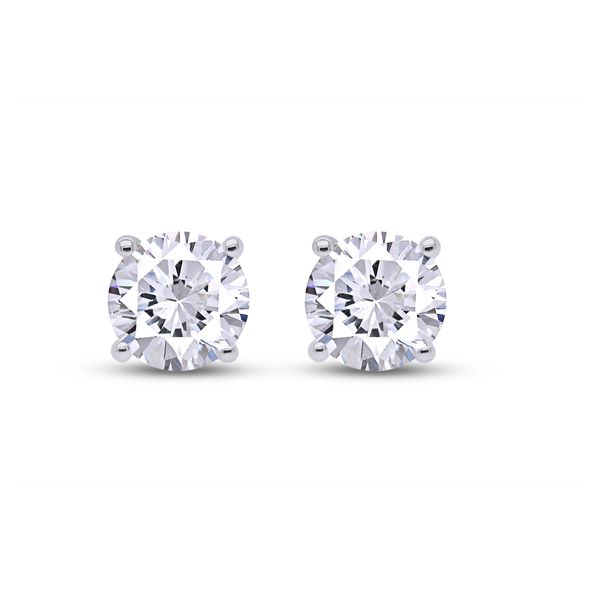 Birthstone Stud Earrings for Women, 4mm Round Simulated Gemstone Studs, Jewelry for Her (0.5 Ct)