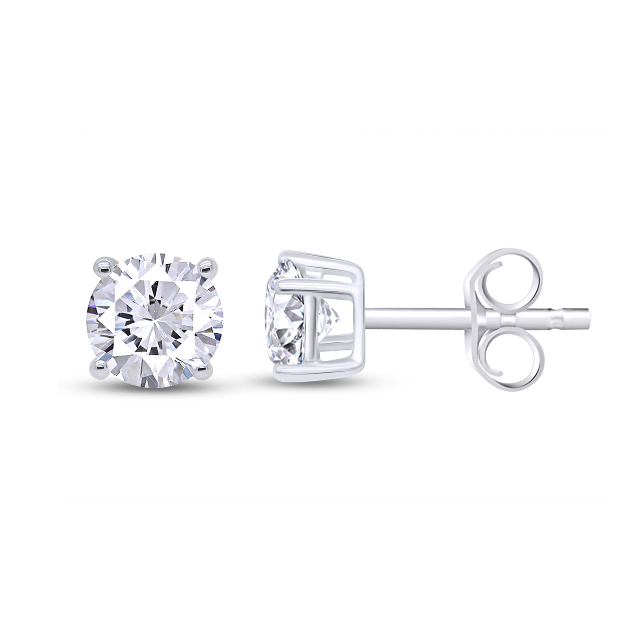 Birthstone Stud Earrings for Women, 4mm Round Simulated Gemstone Studs, Jewelry for Her (0.5 Ct)