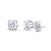 Birthstone Stud Earrings for Women, 4mm Round Simulated Gemstone Studs, Jewelry for Her (0.5 Ct)