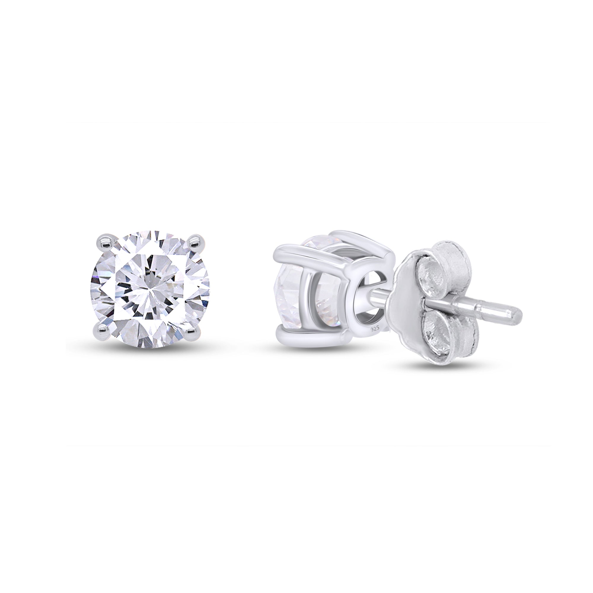 Birthstone Stud Earrings for Women, 4mm Round Simulated Gemstone Studs, Jewelry for Her (0.5 Ct)