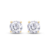 Birthstone Stud Earrings for Women, 4mm Round Simulated Gemstone Studs, Jewelry for Her (0.5 Ct)