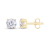 Birthstone Stud Earrings for Women, 4mm Round Simulated Gemstone Studs, Jewelry for Her (0.5 Ct)