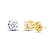 Birthstone Stud Earrings for Women, 4mm Round Simulated Gemstone Studs, Jewelry for Her (0.5 Ct)
