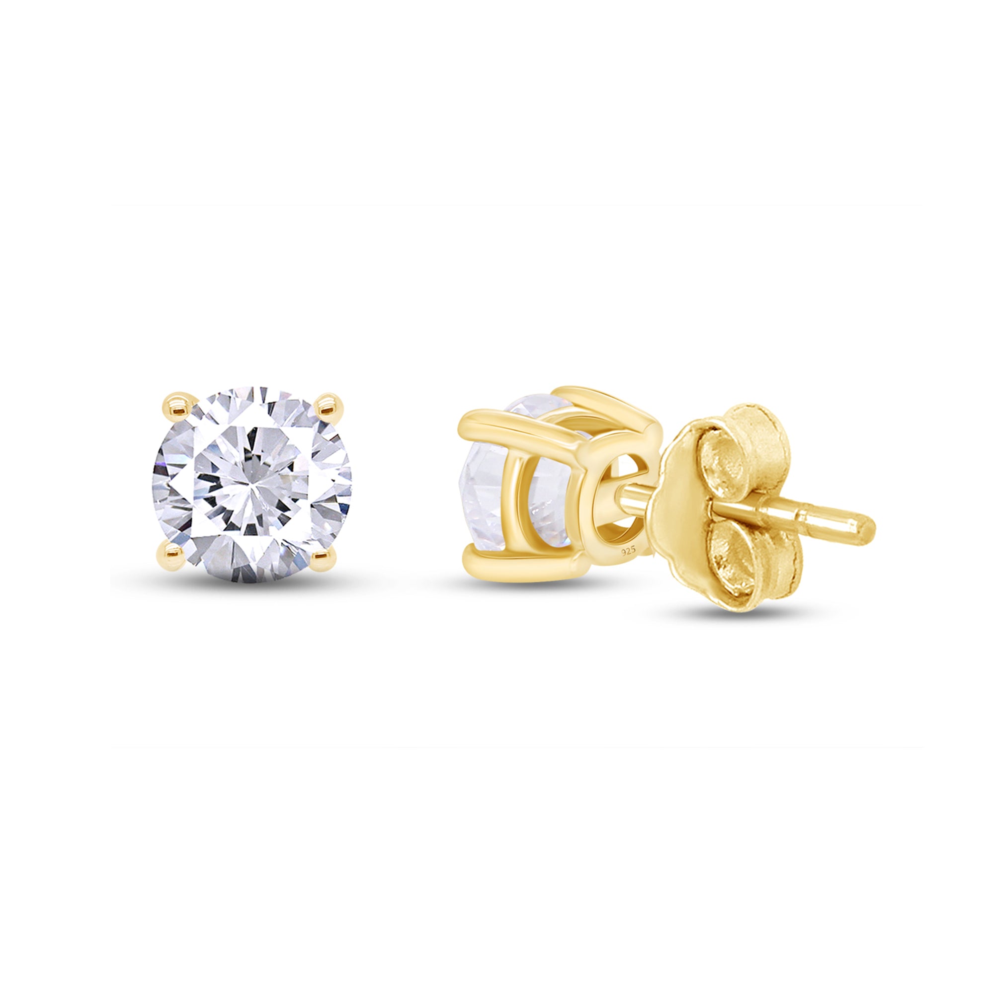 Birthstone Stud Earrings for Women, 4mm Round Simulated Gemstone Studs, Jewelry for Her (0.5 Ct)