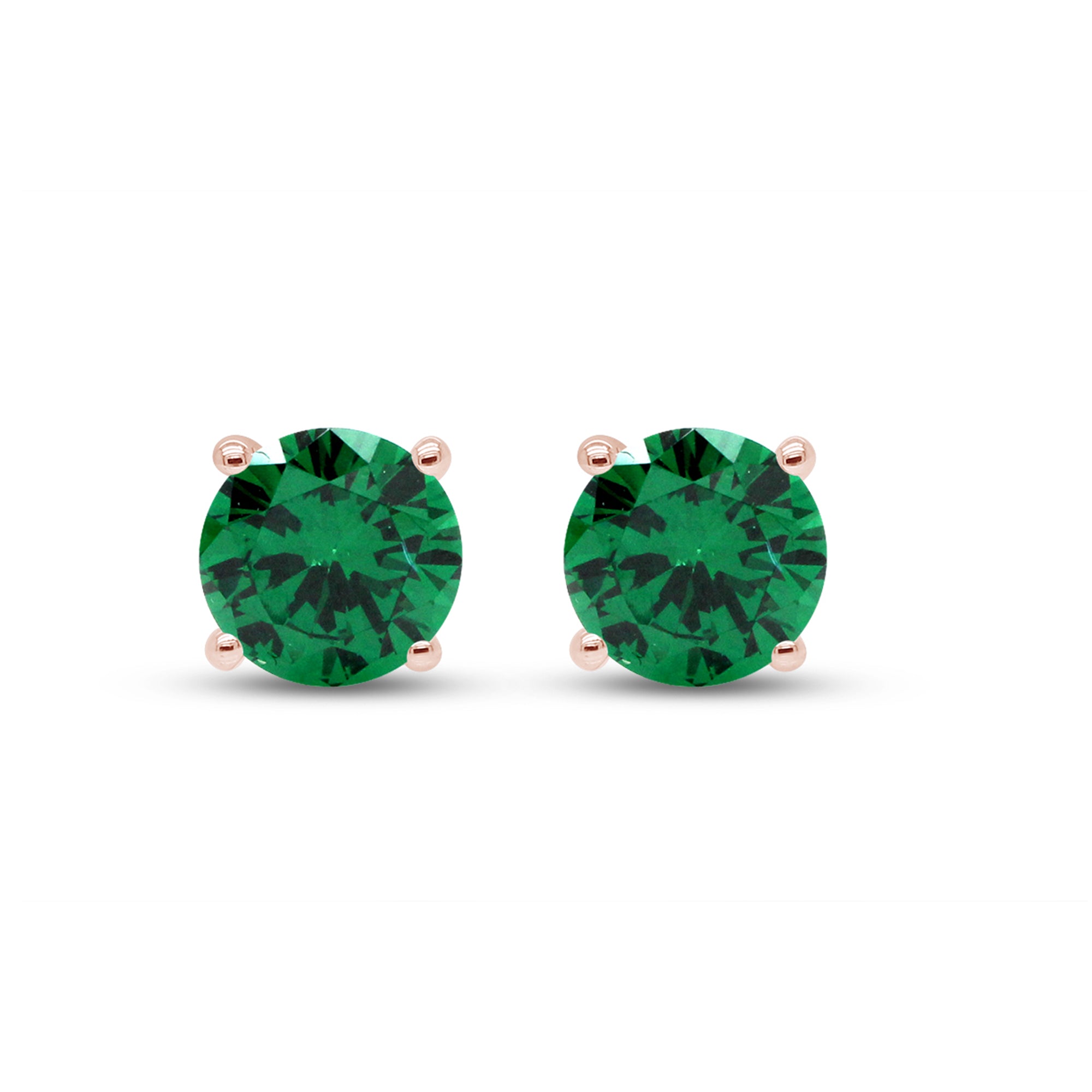 Birthstone Stud Earrings for Women, 4mm Round Simulated Gemstone Studs, Jewelry for Her (0.5 Ct)