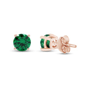 Birthstone Stud Earrings for Women, 4mm Round Simulated Gemstone Studs, Jewelry for Her (0.5 Ct)