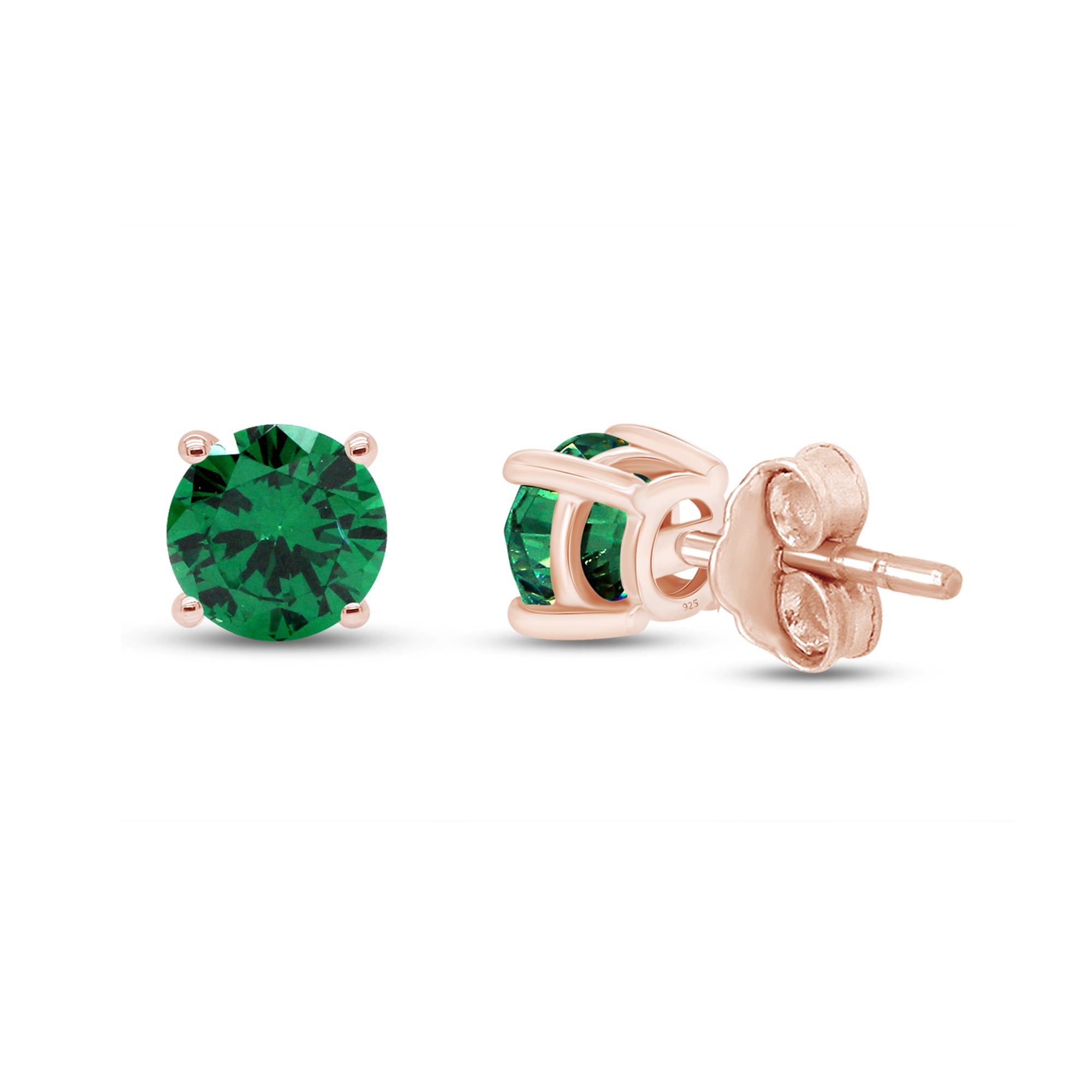 Birthstone Stud Earrings for Women, 4mm Round Simulated Gemstone Studs, Jewelry for Her (0.5 Ct)