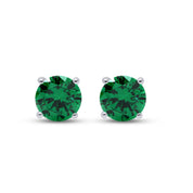 Birthstone Stud Earrings for Women, 4mm Round Simulated Gemstone Studs, Jewelry for Her (0.5 Ct)