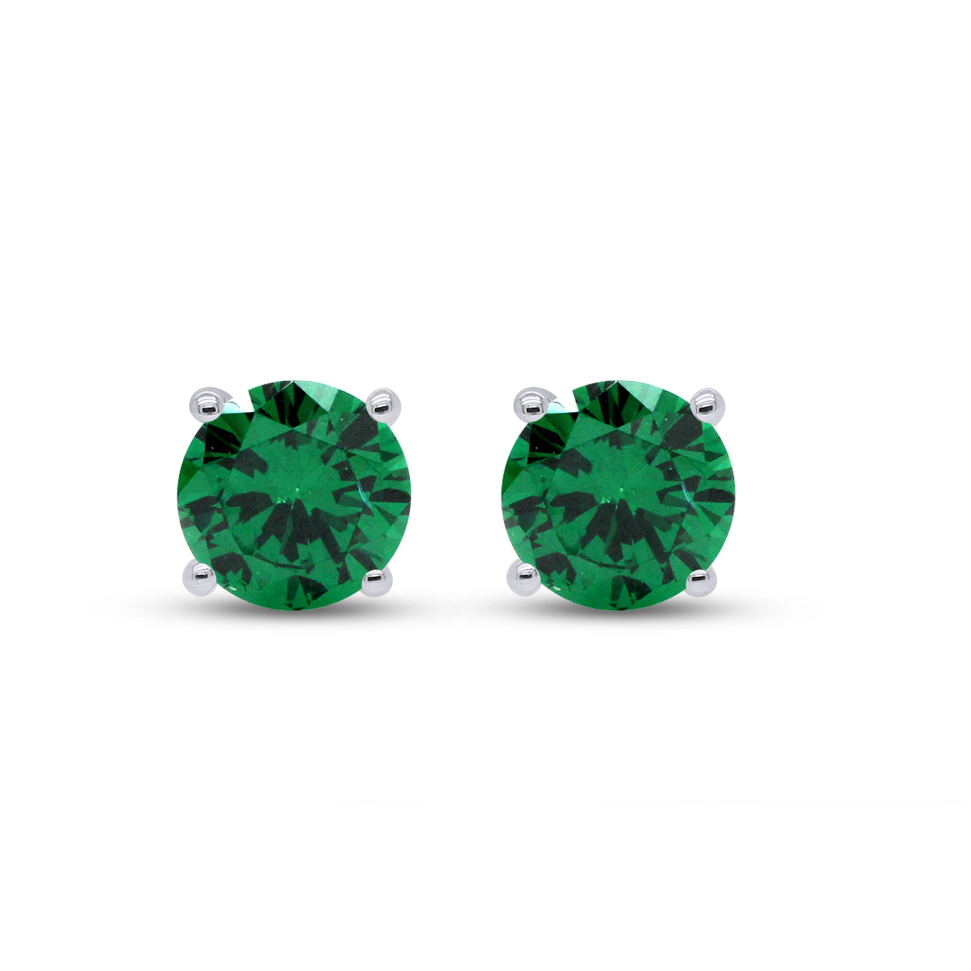 Birthstone Stud Earrings for Women, 4mm Round Simulated Gemstone Studs, Jewelry for Her (0.5 Ct)