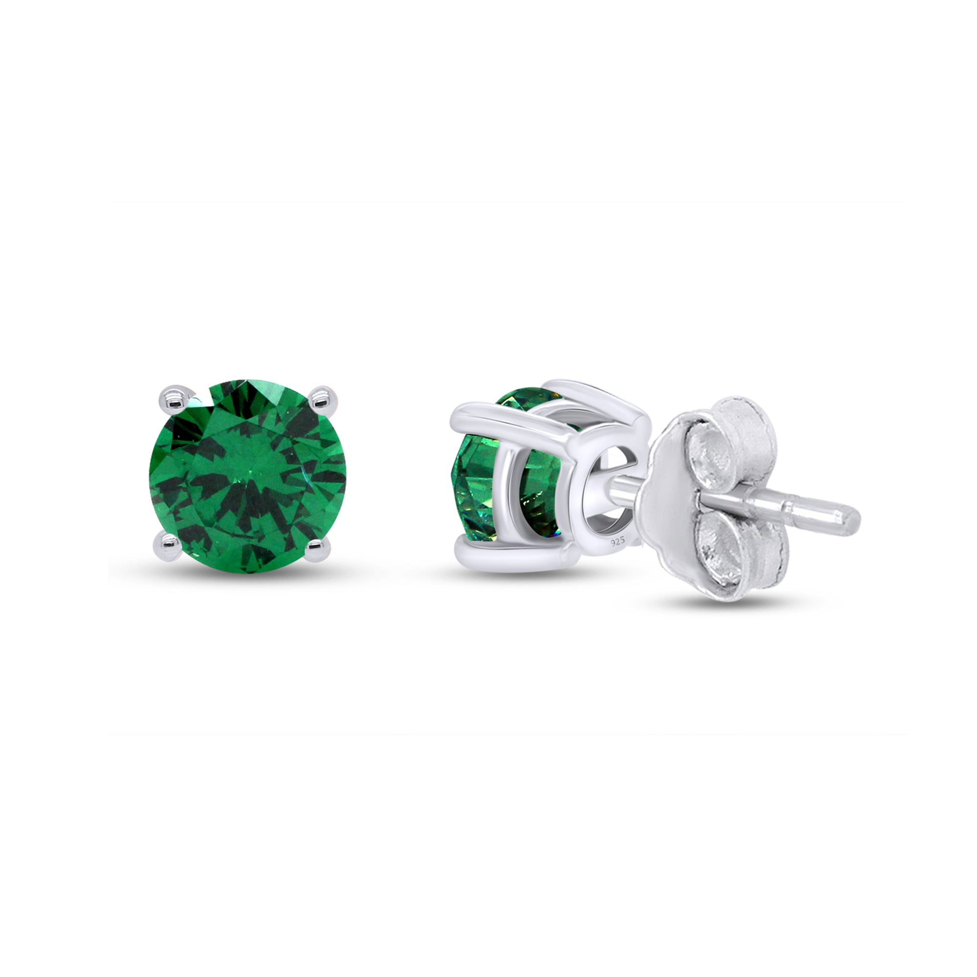 Birthstone Stud Earrings for Women, 4mm Round Simulated Gemstone Studs, Jewelry for Her (0.5 Ct)