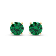 Birthstone Stud Earrings for Women, 4mm Round Simulated Gemstone Studs, Jewelry for Her (0.5 Ct)