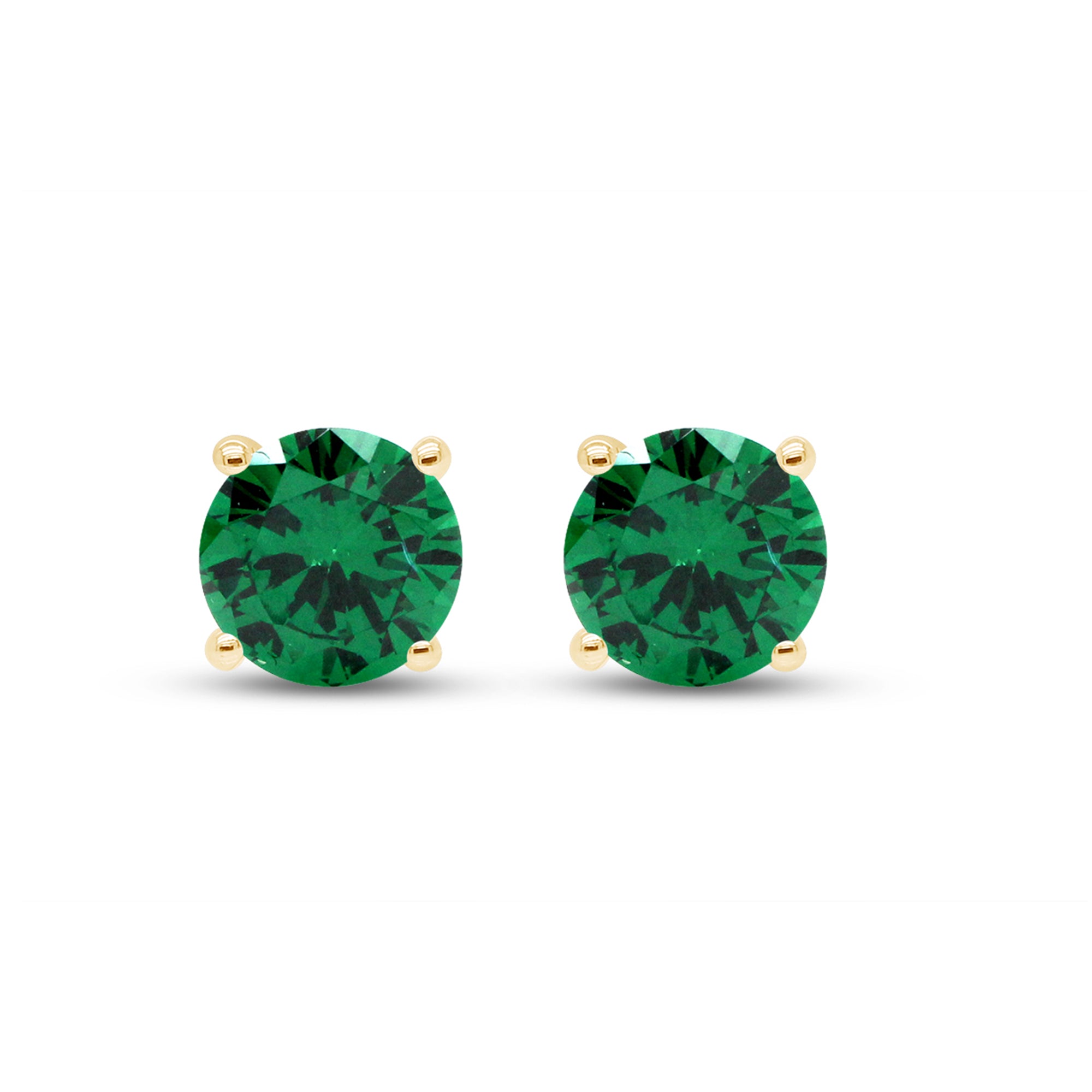 Birthstone Stud Earrings for Women, 4mm Round Simulated Gemstone Studs, Jewelry for Her (0.5 Ct)