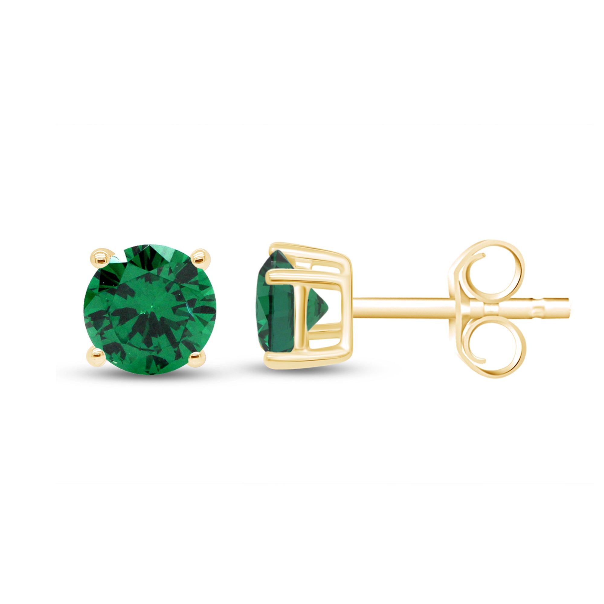 Birthstone Stud Earrings for Women, 4mm Round Simulated Gemstone Studs, Jewelry for Her (0.5 Ct)