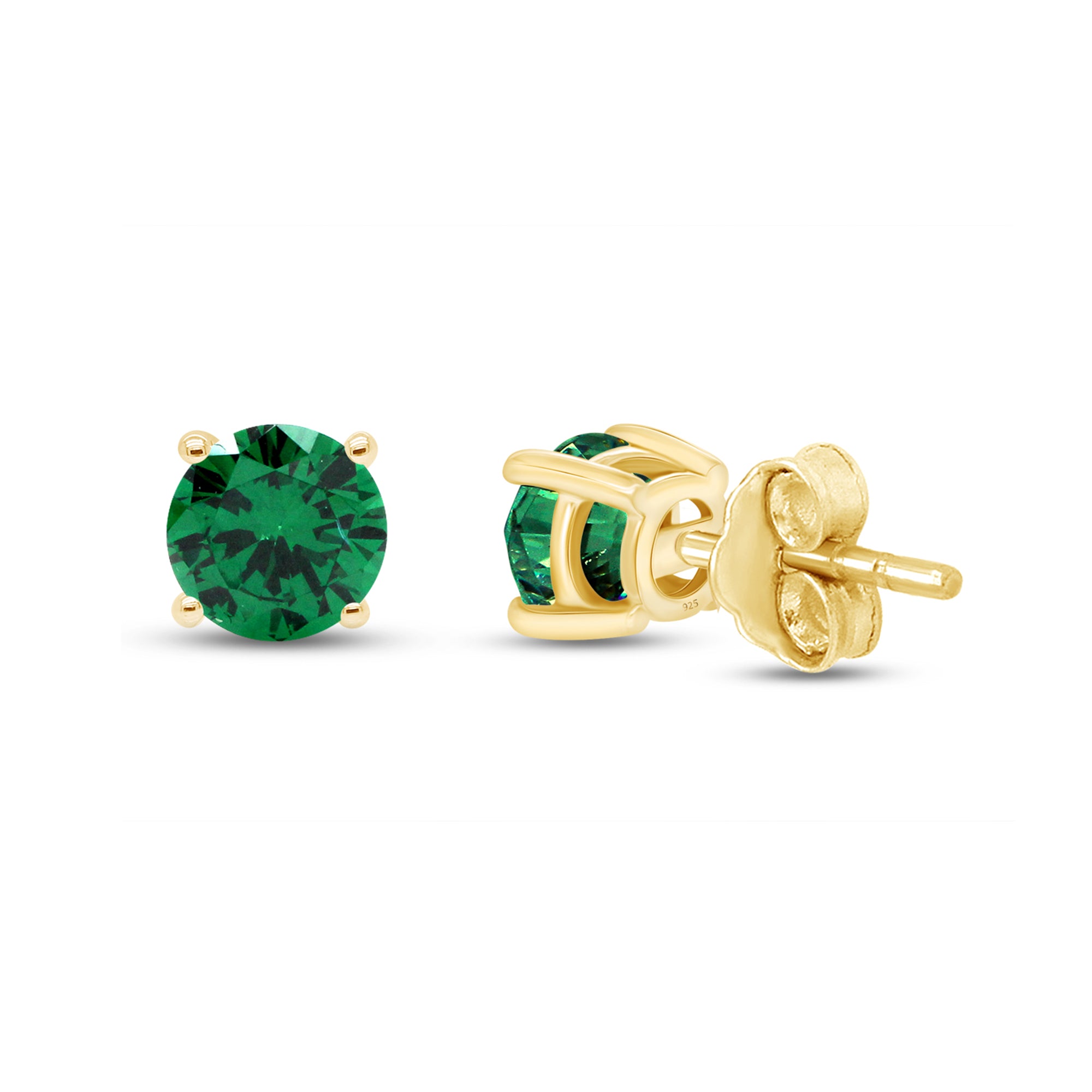 Birthstone Stud Earrings for Women, 4mm Round Simulated Gemstone Studs, Jewelry for Her (0.5 Ct)