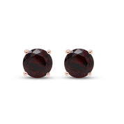 Birthstone Stud Earrings for Women, 4mm Round Simulated Gemstone Studs, Jewelry for Her (0.5 Ct)