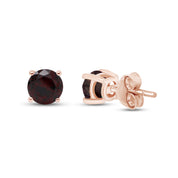 Birthstone Stud Earrings for Women, 4mm Round Simulated Gemstone Studs, Jewelry for Her (0.5 Ct)