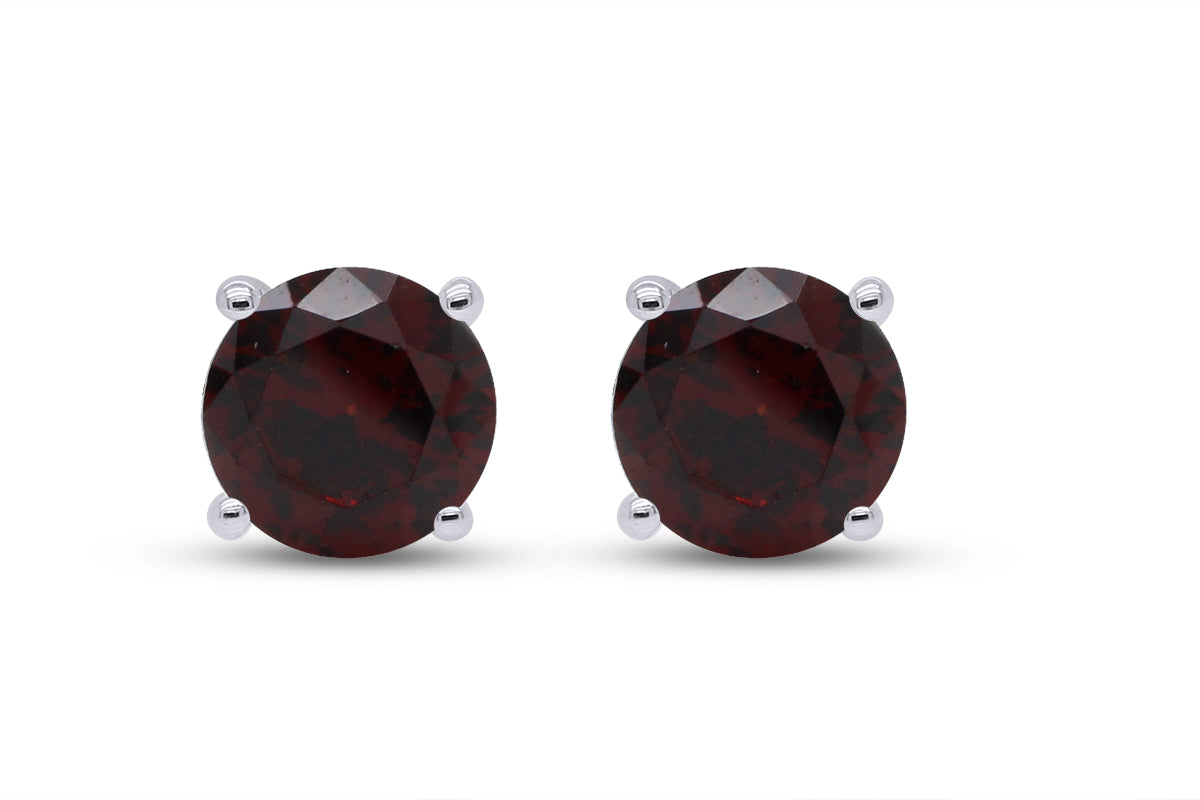 Birthstone Stud Earrings for Women, 4mm Round Simulated Gemstone Studs, Jewelry for Her (0.5 Ct)