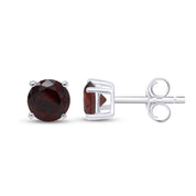 Birthstone Stud Earrings for Women, 4mm Round Simulated Gemstone Studs, Jewelry for Her (0.5 Ct)