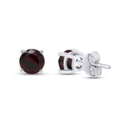 Birthstone Stud Earrings for Women, 4mm Round Simulated Gemstone Studs, Jewelry for Her (0.5 Ct)