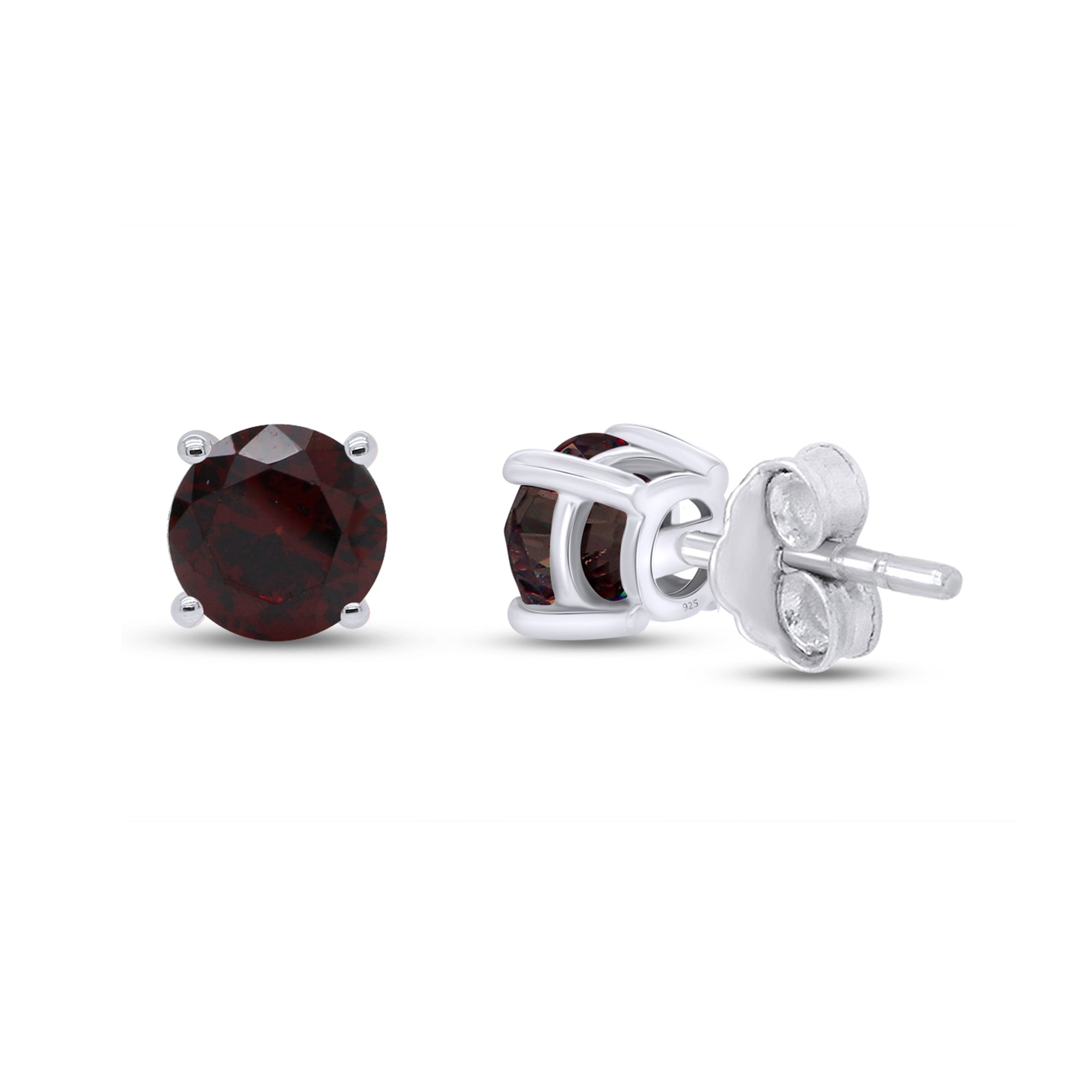 Birthstone Stud Earrings for Women, 4mm Round Simulated Gemstone Studs, Jewelry for Her (0.5 Ct)