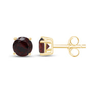 Birthstone Stud Earrings for Women, 4mm Round Simulated Gemstone Studs, Jewelry for Her (0.5 Ct)