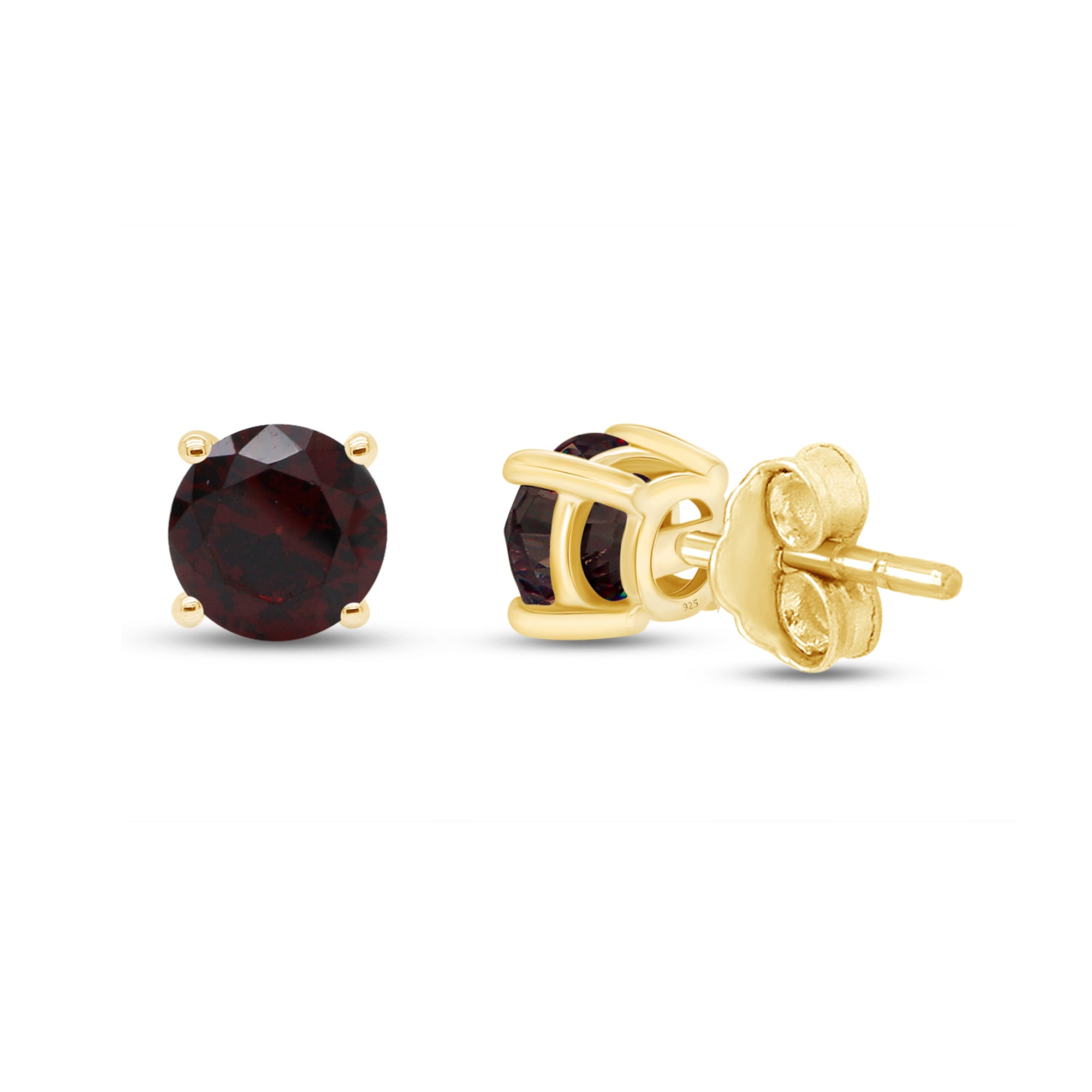 Birthstone Stud Earrings for Women, 4mm Round Simulated Gemstone Studs, Jewelry for Her (0.5 Ct)