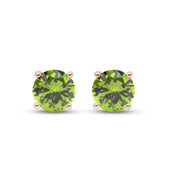 Birthstone Stud Earrings for Women, 4mm Round Simulated Gemstone Studs, Jewelry for Her (0.5 Ct)