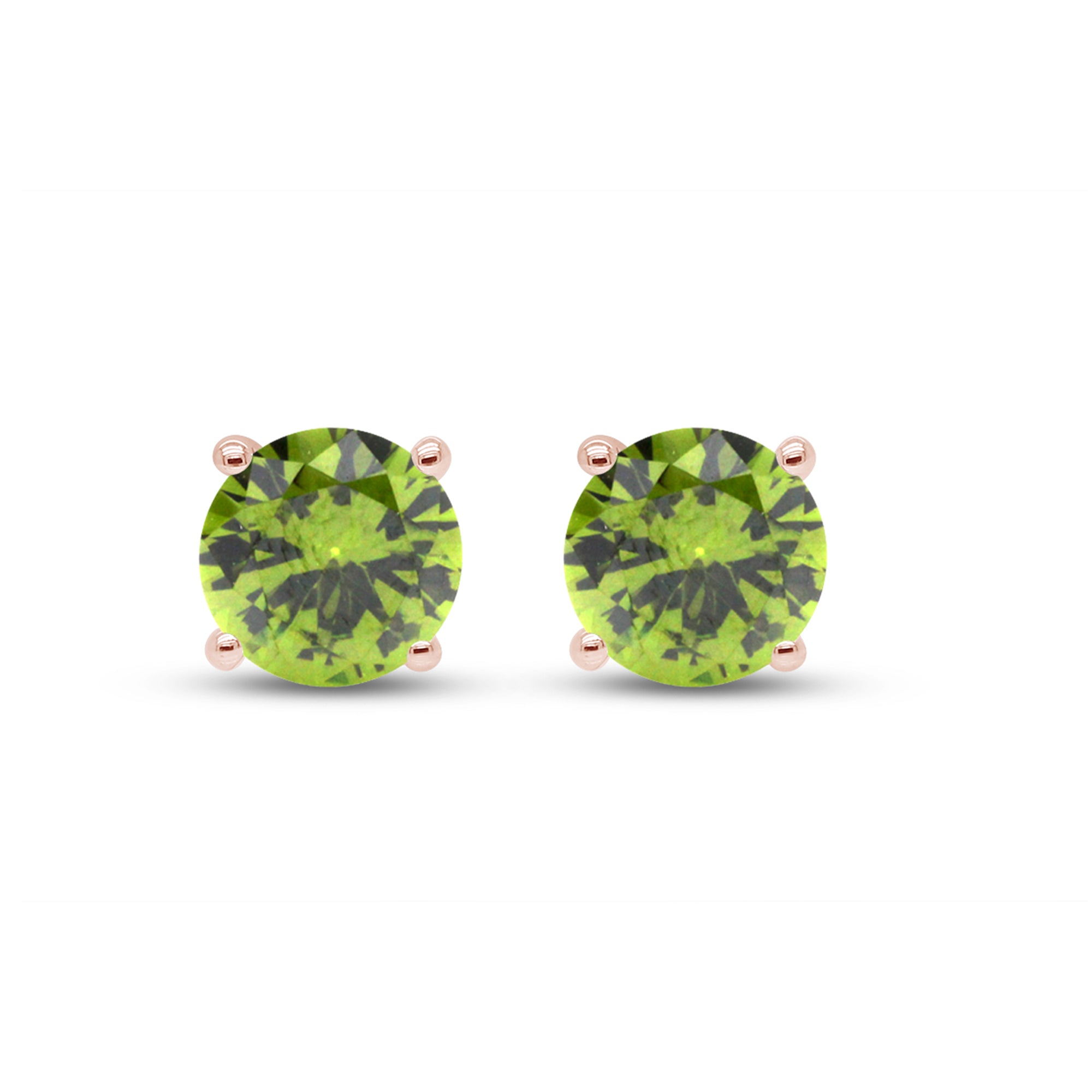 Birthstone Stud Earrings for Women, 4mm Round Simulated Gemstone Studs, Jewelry for Her (0.5 Ct)